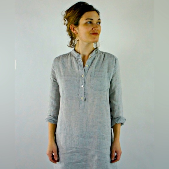 Placket Tunic Gray Blouse S/M/L - Picture 3 of 6